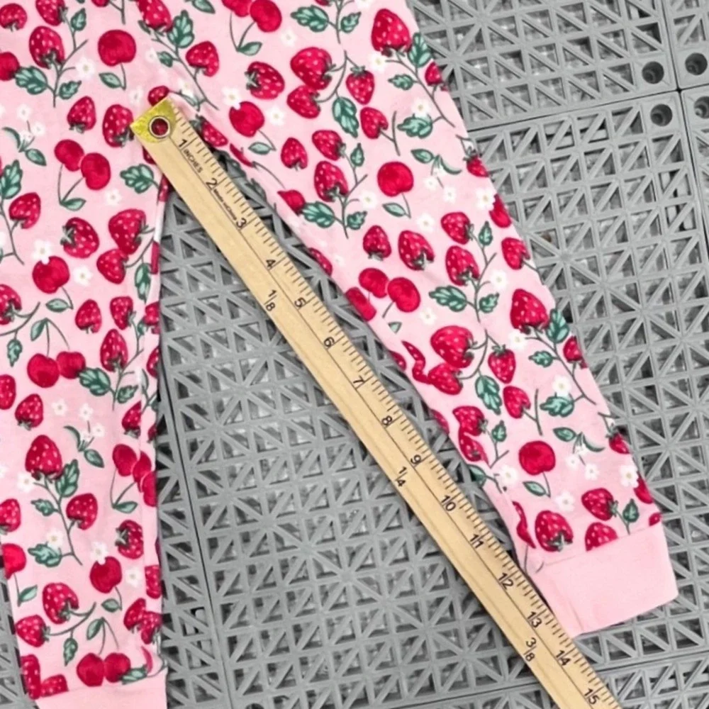 Pink Strawberry Cherry Print Pajamas Girls 3T Snug Fit 2pc Set Springtime‎ Cute